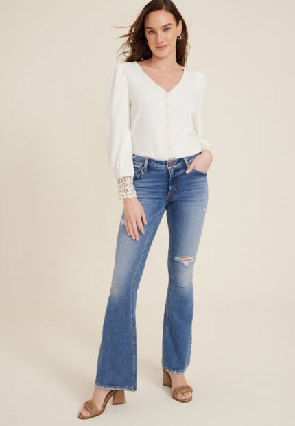 edgely™ Mid Rise Ripped Flare Jean